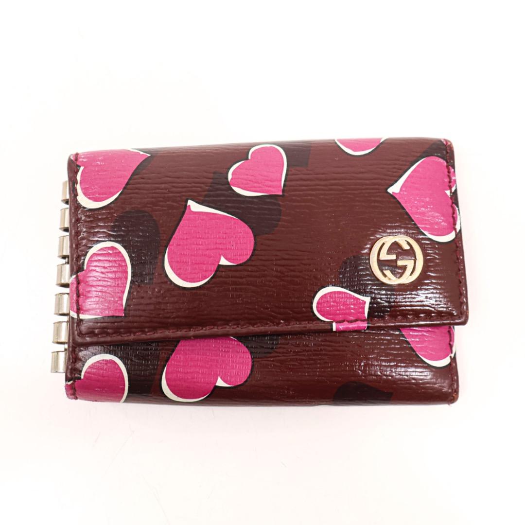 H2546C◾️グッチ　ハート柄レザー　キーケース