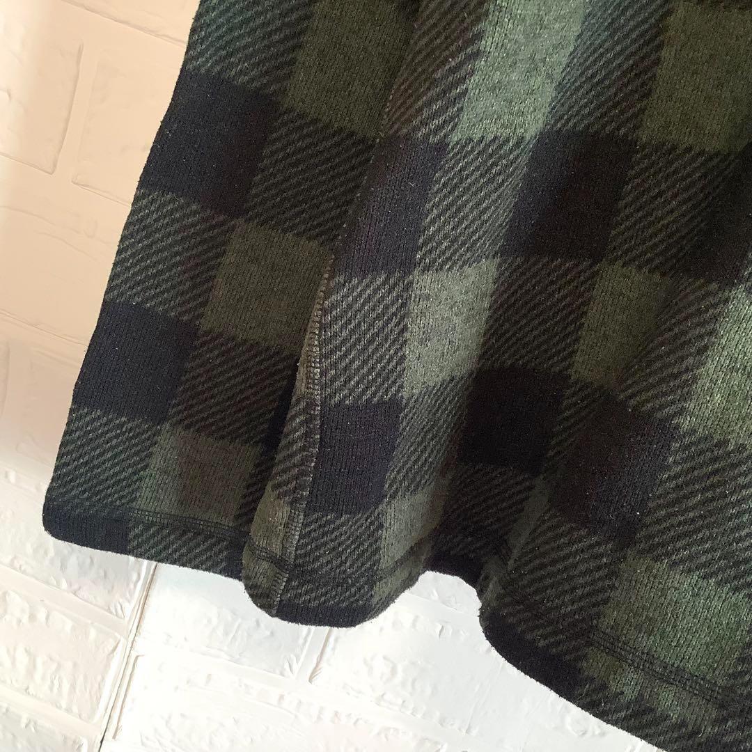 美品ノースフェイス ハーフジップ トップス 刺繍ロゴ 緑 黒 XL〜2XL