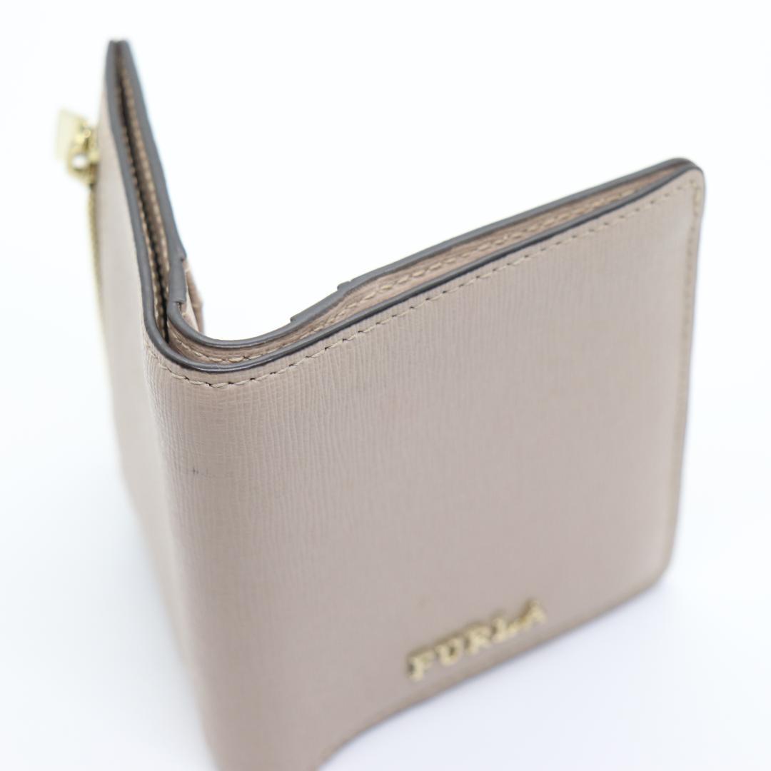 超美品 フルラ FURLA 財布 2つ折り バビロン ピンクベージュ