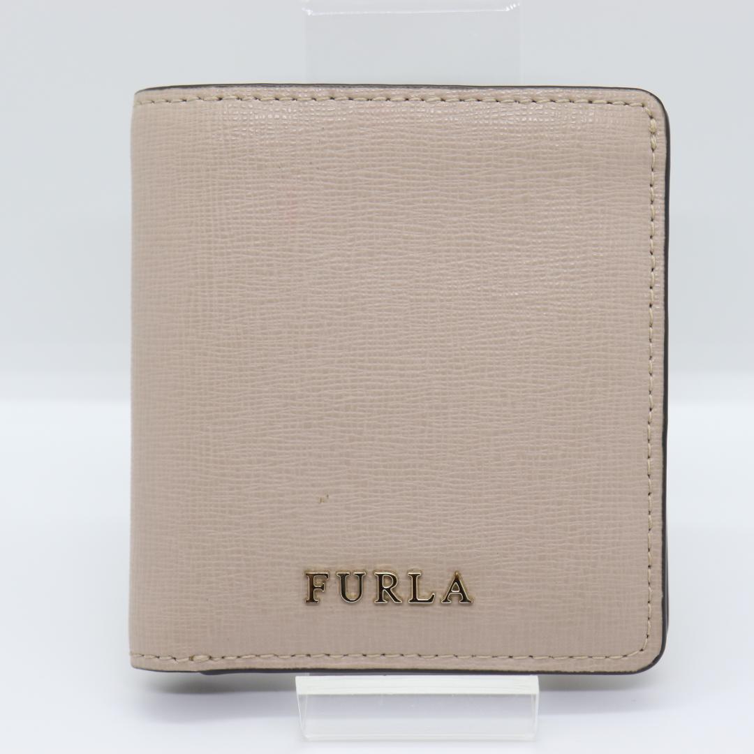 超美品 フルラ FURLA 財布 2つ折り バビロン ピンクベージュ