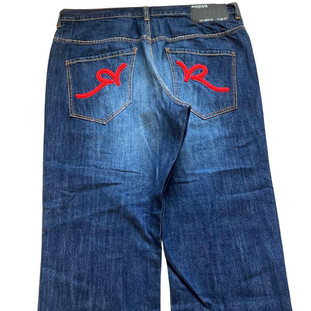美品00s ROCAWEAR W40 ビッグロゴ ヘビーオンスバギーデニム 極太