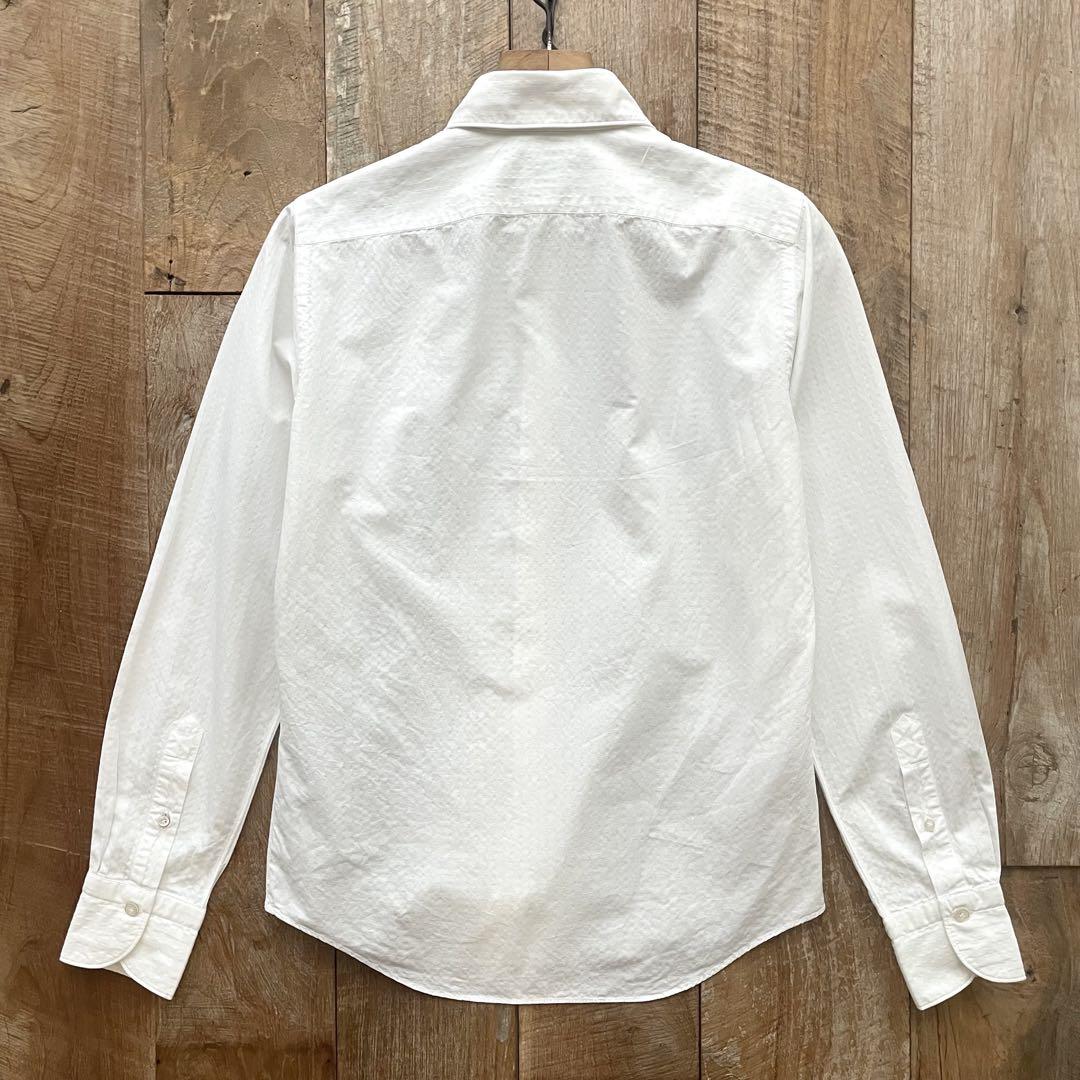 極美品】Finamore ホリゾンタルカラー 織柄 ドレスシャツ 15-38