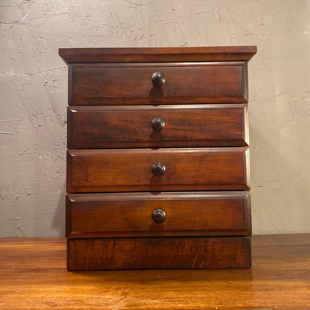 昭和レトロ 松本民芸 四段小引き出し 整理箪笥 ミズメザクラ 無垢材 昭和レトロ 松本民芸 四段小引き出し 整理箪笥 ミズメザクラ 無垢材