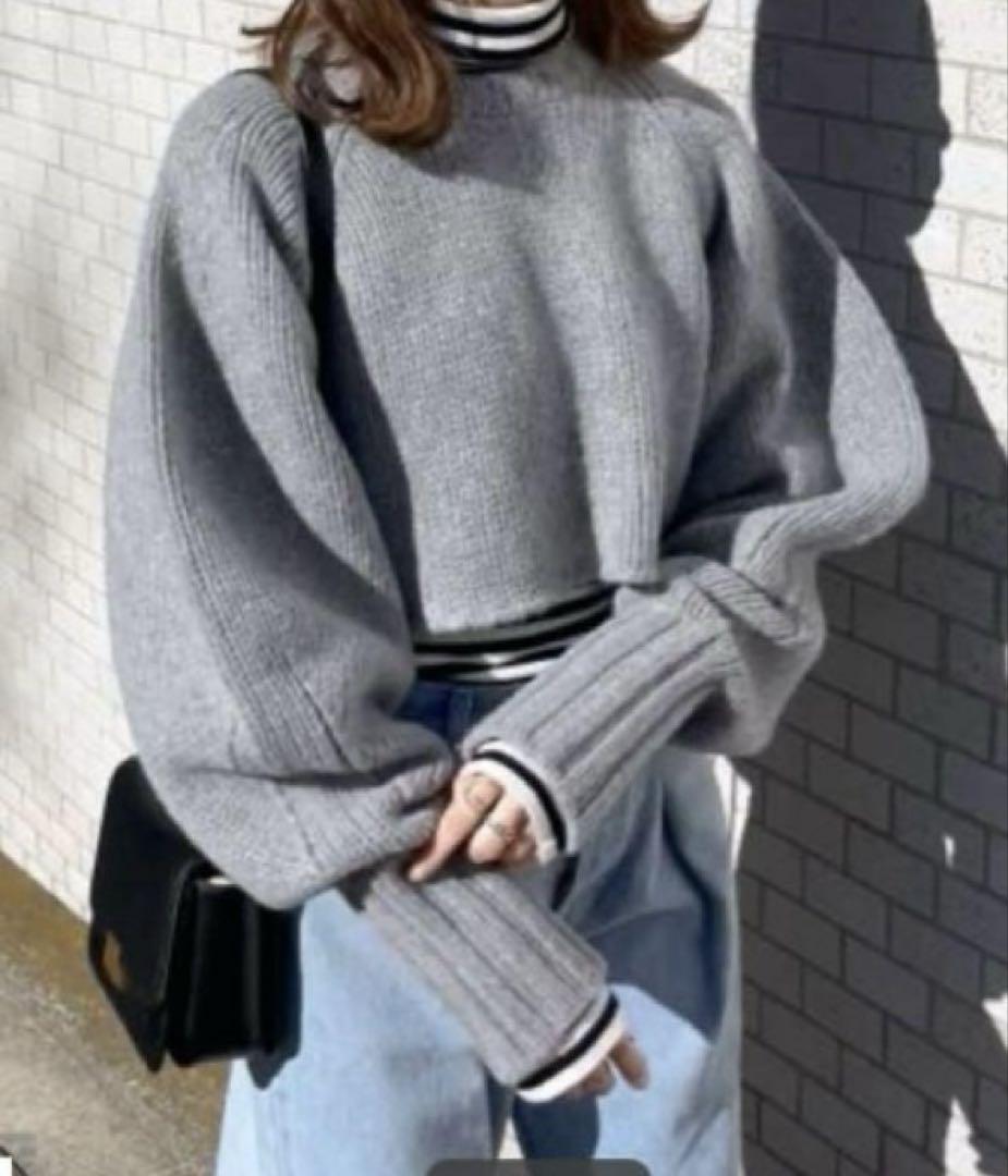 Spick&Span グレー バルーンスリーブ ニットセーター