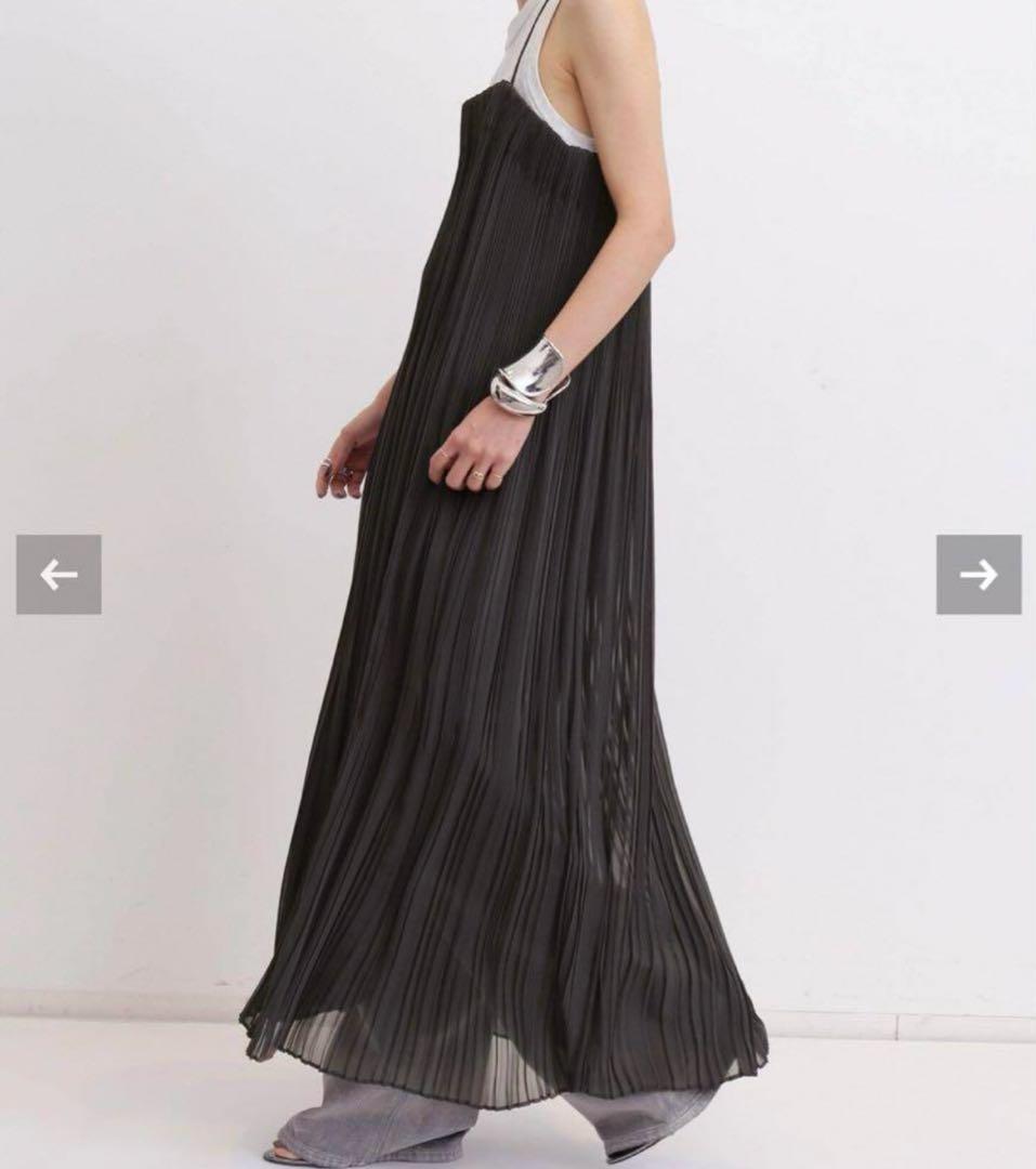 L'Appartement シアープリーツキャミドレス　グレー