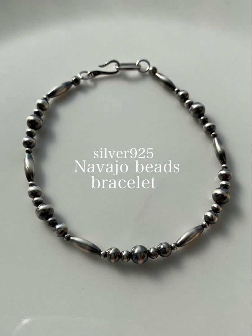 ナバホ ビーズ パール シルバー silver 925 ブレスレット 19.5 ナバホ ビーズ パール シルバー silver 925 ブレスレット 19.5