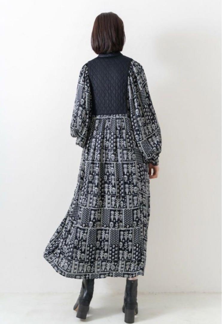Modal Satin Patch Work Print Dress