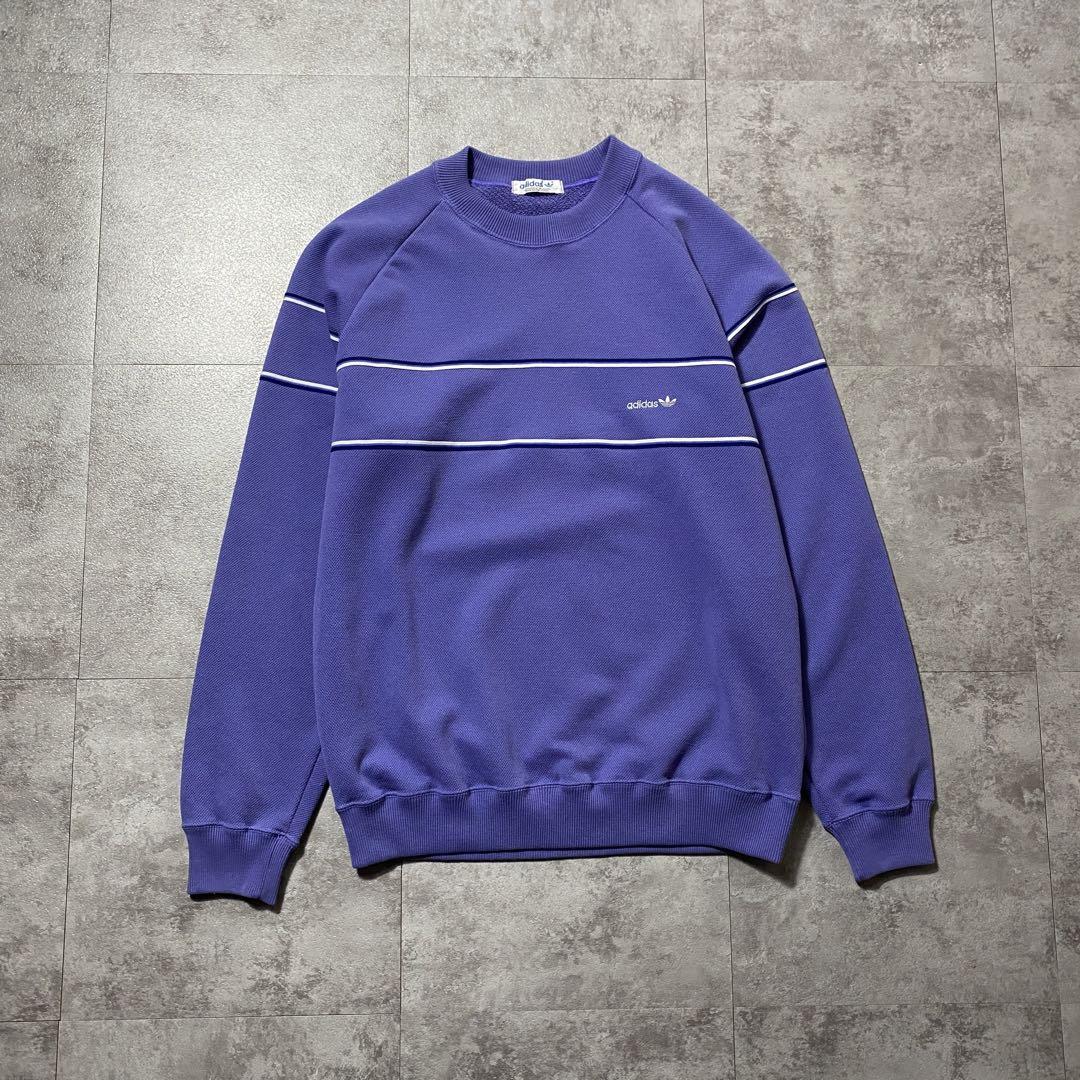 90’s adidas デサント製アディダス　トレフォイル　刺繍ロゴ　スウェット