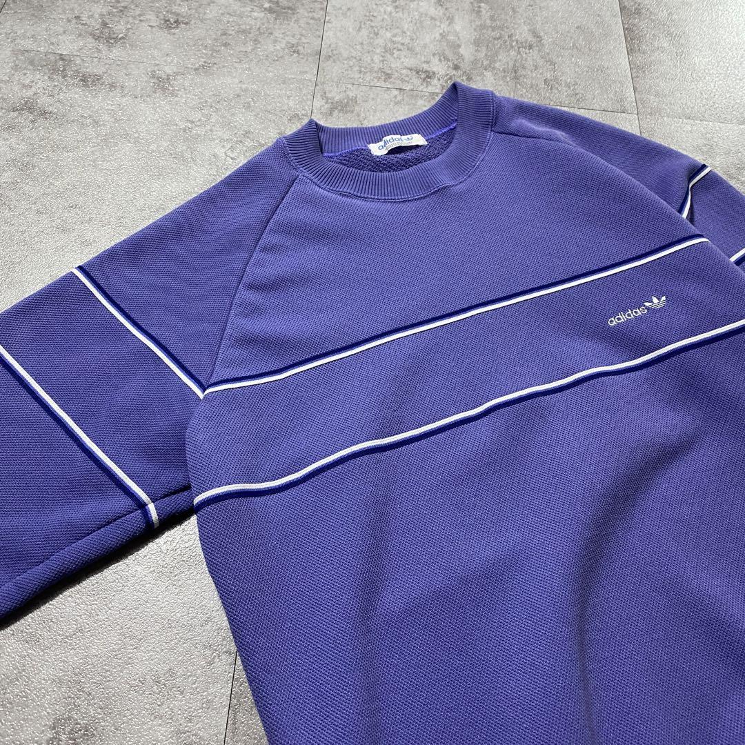 90’s adidas デサント製アディダス　トレフォイル　刺繍ロゴ　スウェット