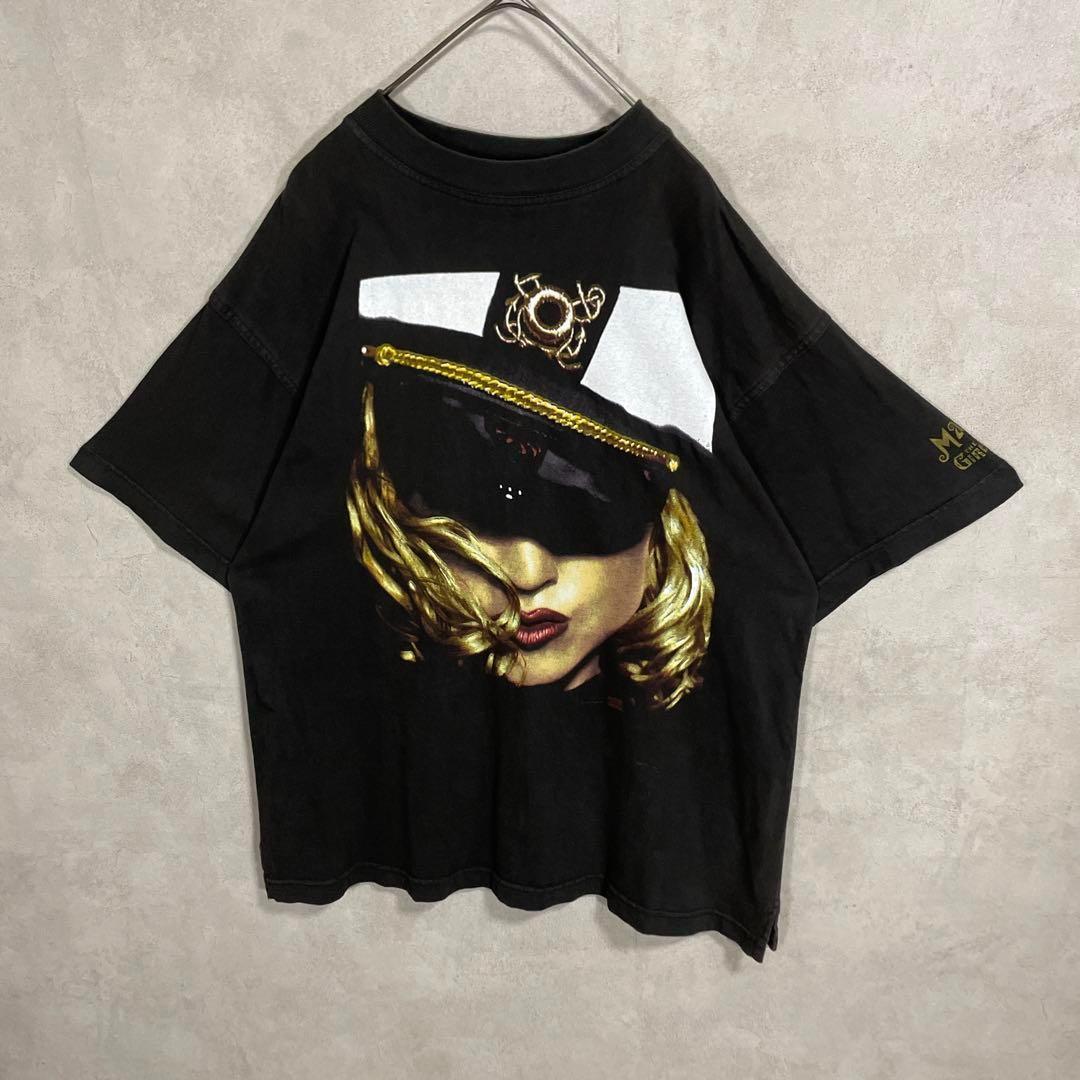 古着 90s マドンナ 半袖 シャツ ブラック 黒 オーストラリア ツアー ⑥