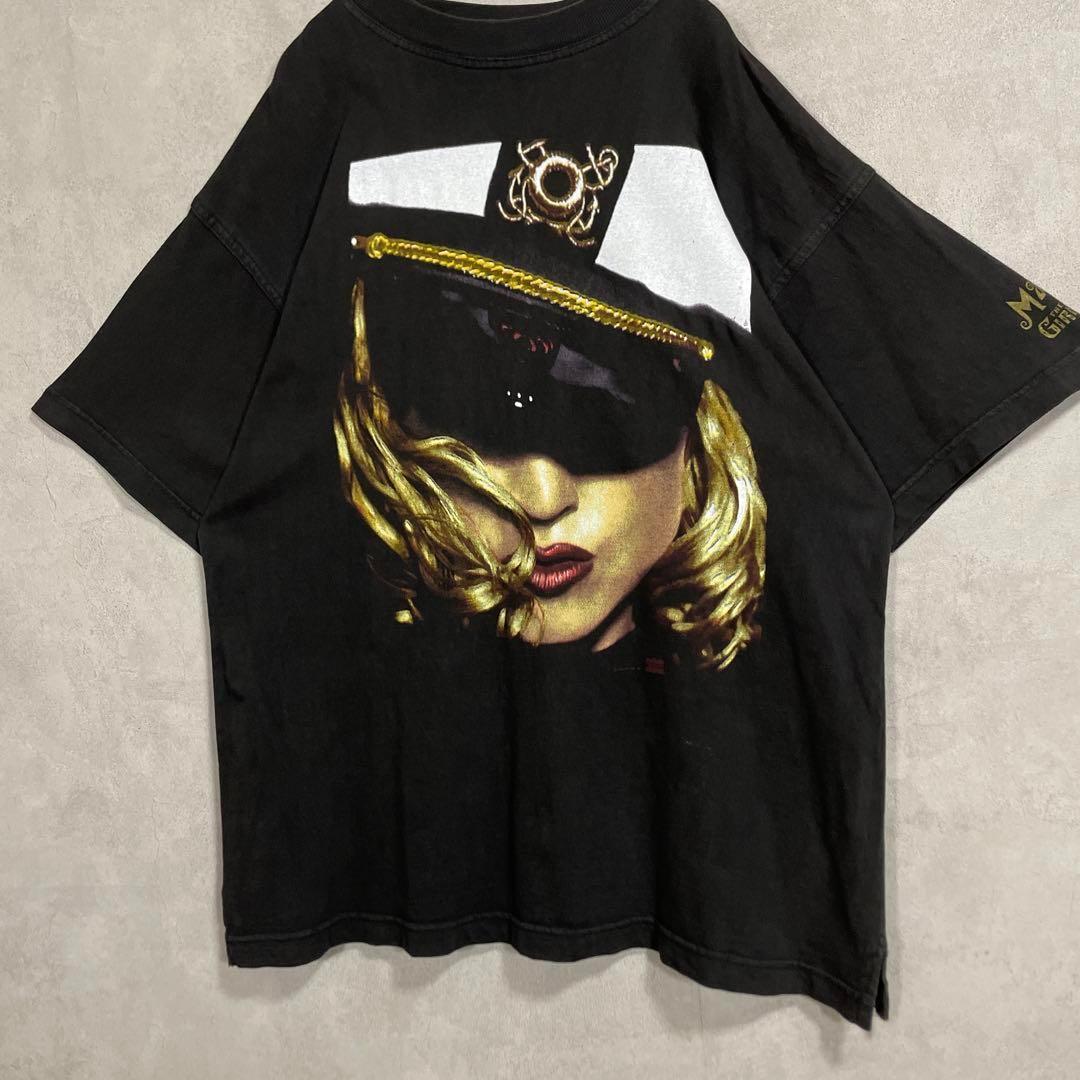 古着 90s マドンナ 半袖 シャツ ブラック 黒 オーストラリア ツアー ⑥
