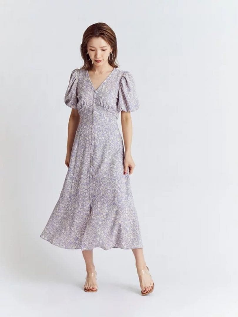 SNIDEL フロントボタンプリントナローワンピース 0サイズS・Snidel