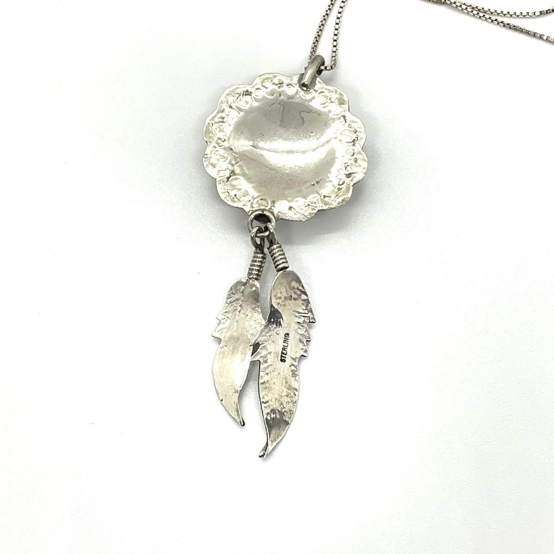 ●ナバホ族・シェル●ビンテージシルバーネックレストップ●STERLING925