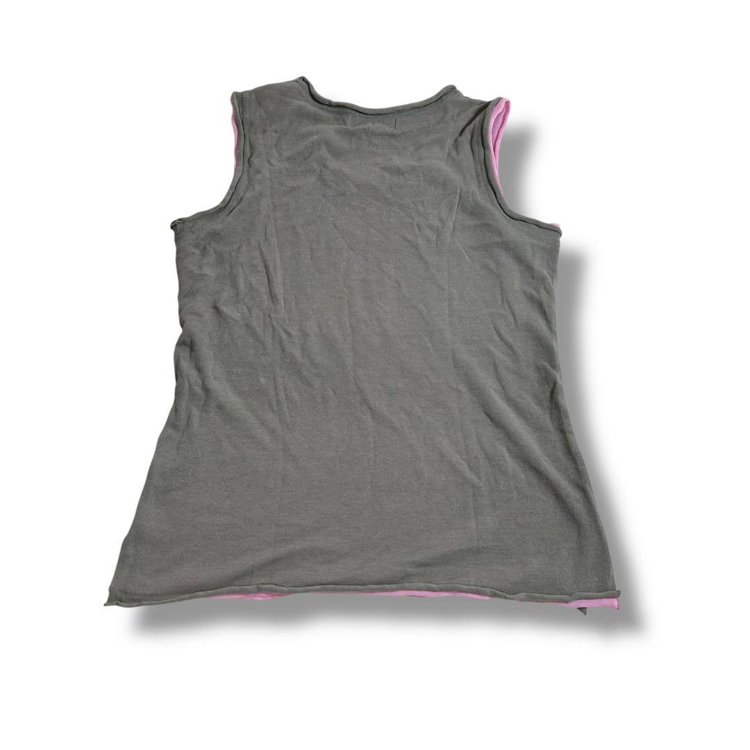 イッセイミヤケ ペルマネンテ タンクトップ グレージュ ピンク ガーゼ