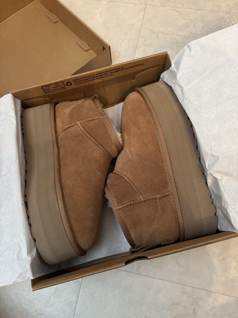 UGG 訳あり！ブラウン スエード 厚底ムートンブーツ 新品未使用