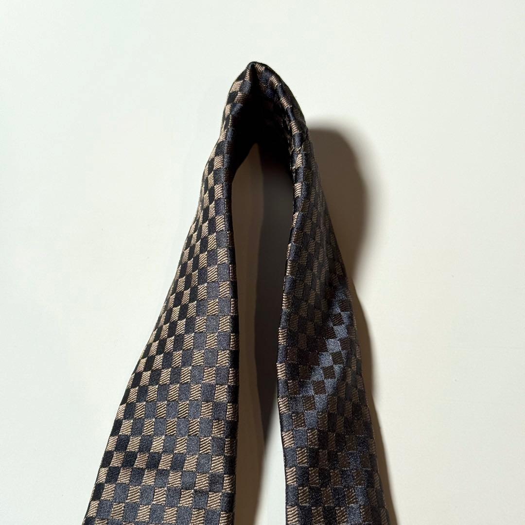 【美品】 LOUIS VITTON ルイヴィトン ダミエ柄 ネクタイ ナロータイ