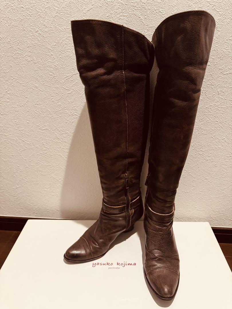 Yasuko Kojima ダークブラウン レザー ニーハイブーツ Yasuko Kojima ダークブラウン レザー ニーハイブーツ