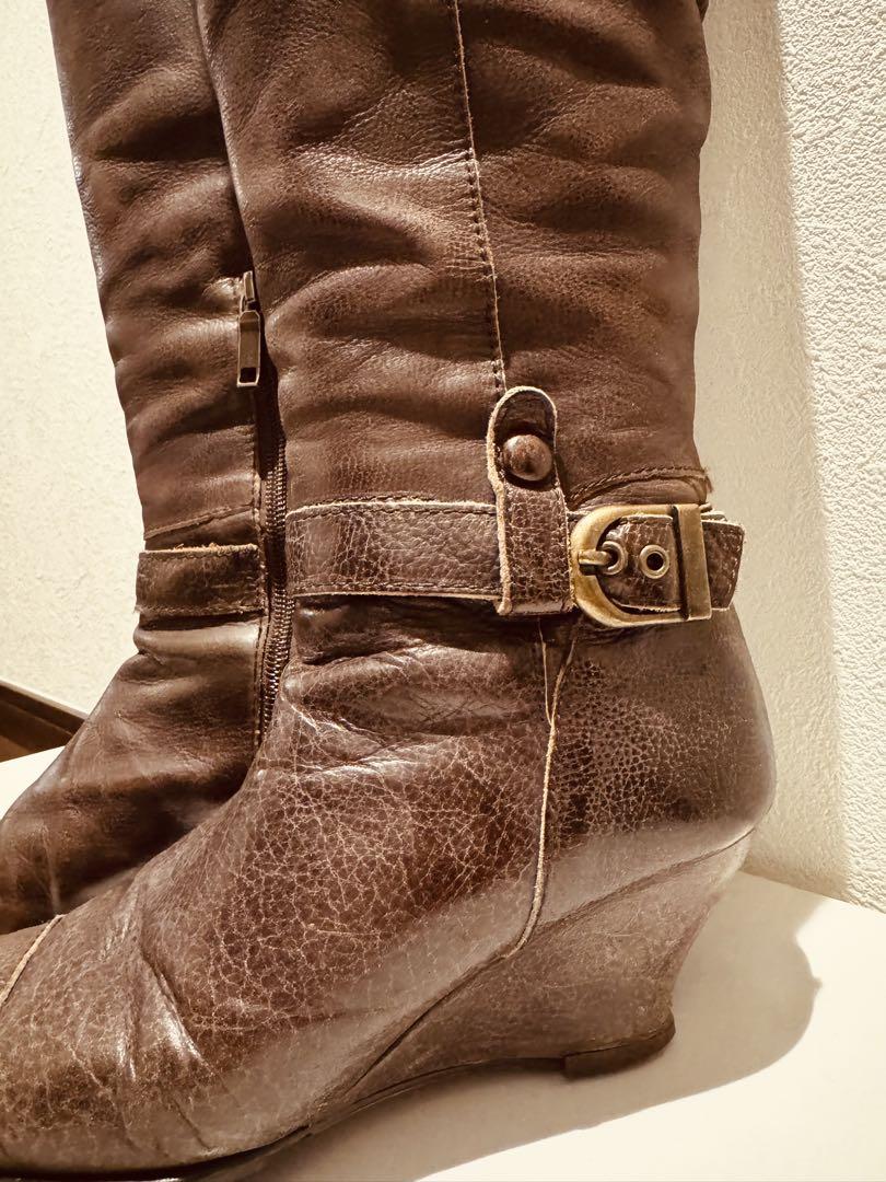 Yasuko Kojima ダークブラウン レザー ニーハイブーツ Yasuko Kojima ダークブラウン レザー ニーハイブーツ