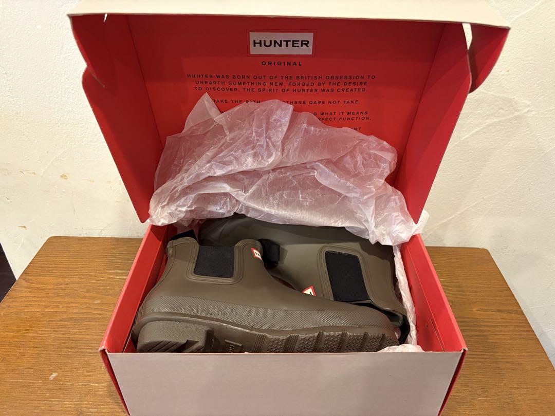HUNTER グレー ショートレインブーツ
