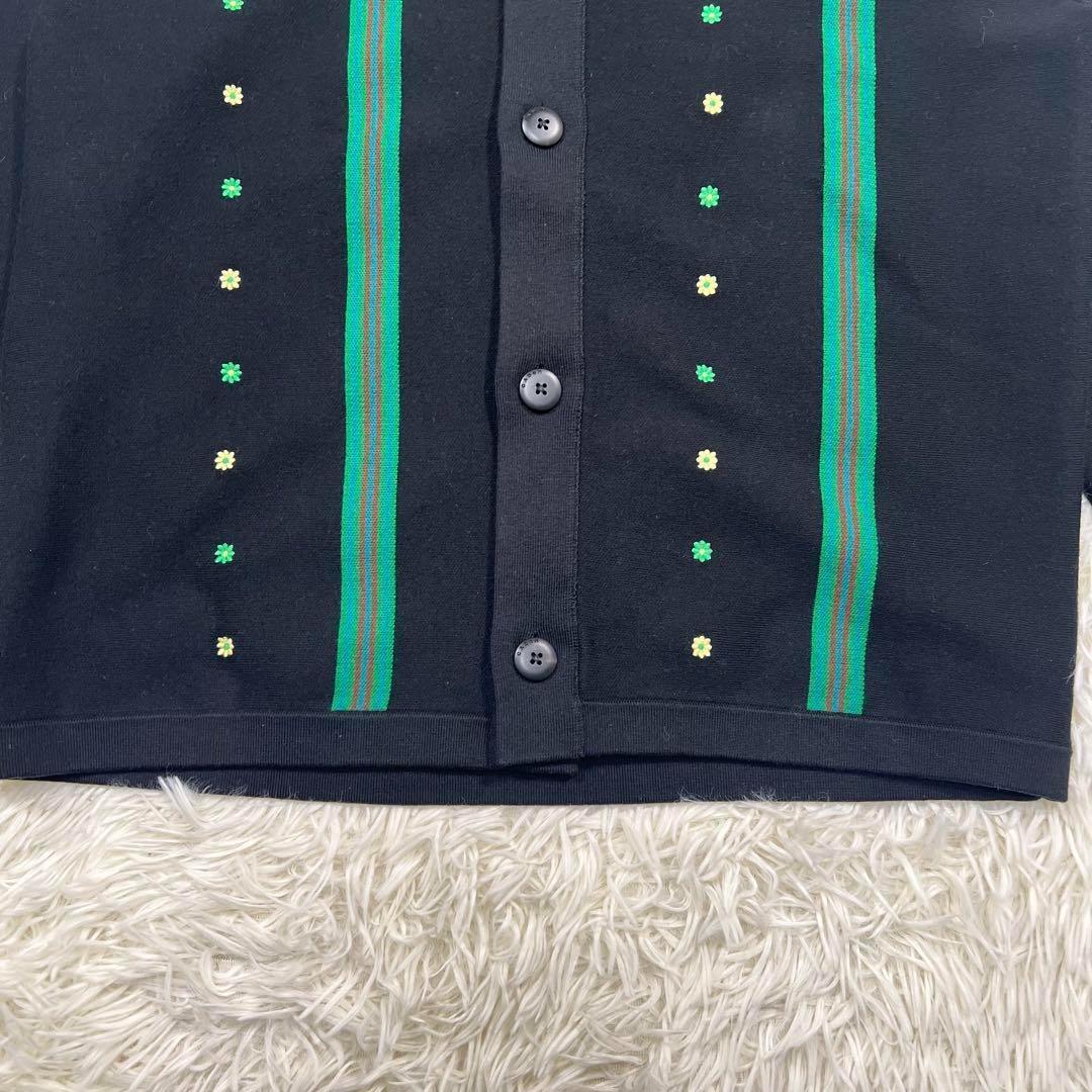 キャバン Caban コットンカシミヤ　エンブロイダリーポロカーディガン 刺繍