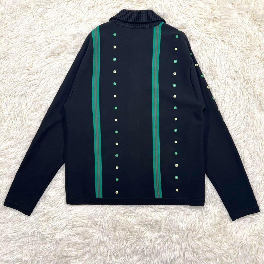 キャバン Caban コットンカシミヤ　エンブロイダリーポロカーディガン 刺繍