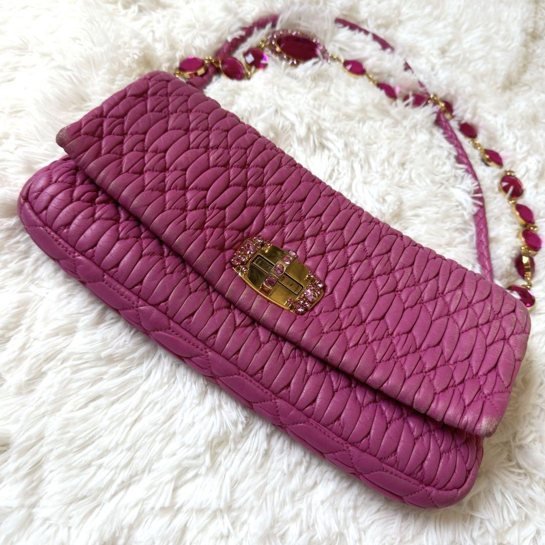 MIUMIUマテラッセ ショルダーバッグ ビジュー ナッパクリスタル