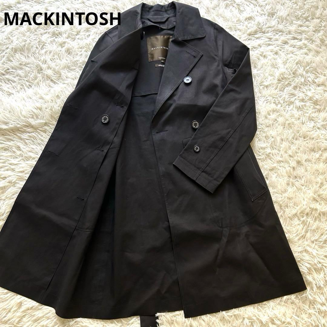 良品✨マッキントッシュ ベルト ダブル ゴム引きコート ブラウン コットン