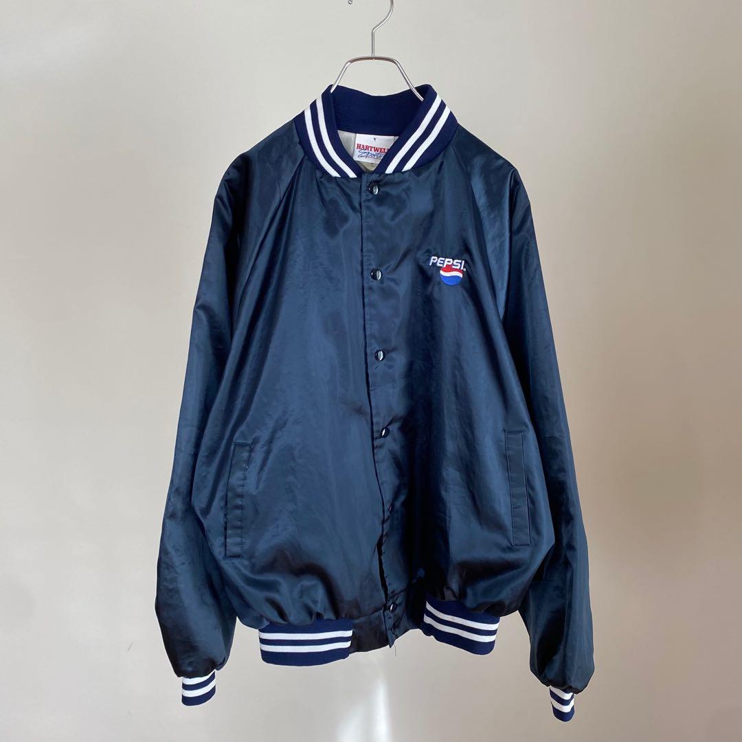 90s PEPSI 企業物 ナイロンスタジャン 刺繍ロゴXL LL PEPSI