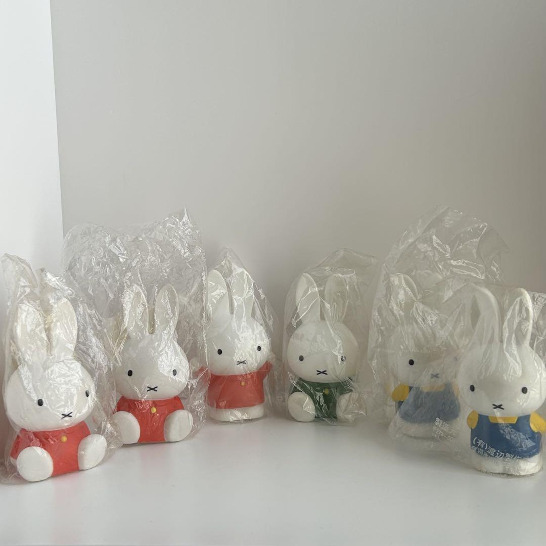 最終値下げ！新品　希少　昭和レトロ　ミッフィー　LED ライト　ソフビ　貯金箱 miffy - レトロ☆ミッフィー陶器貯金箱 2点セット♪カメ亀、ゾウ