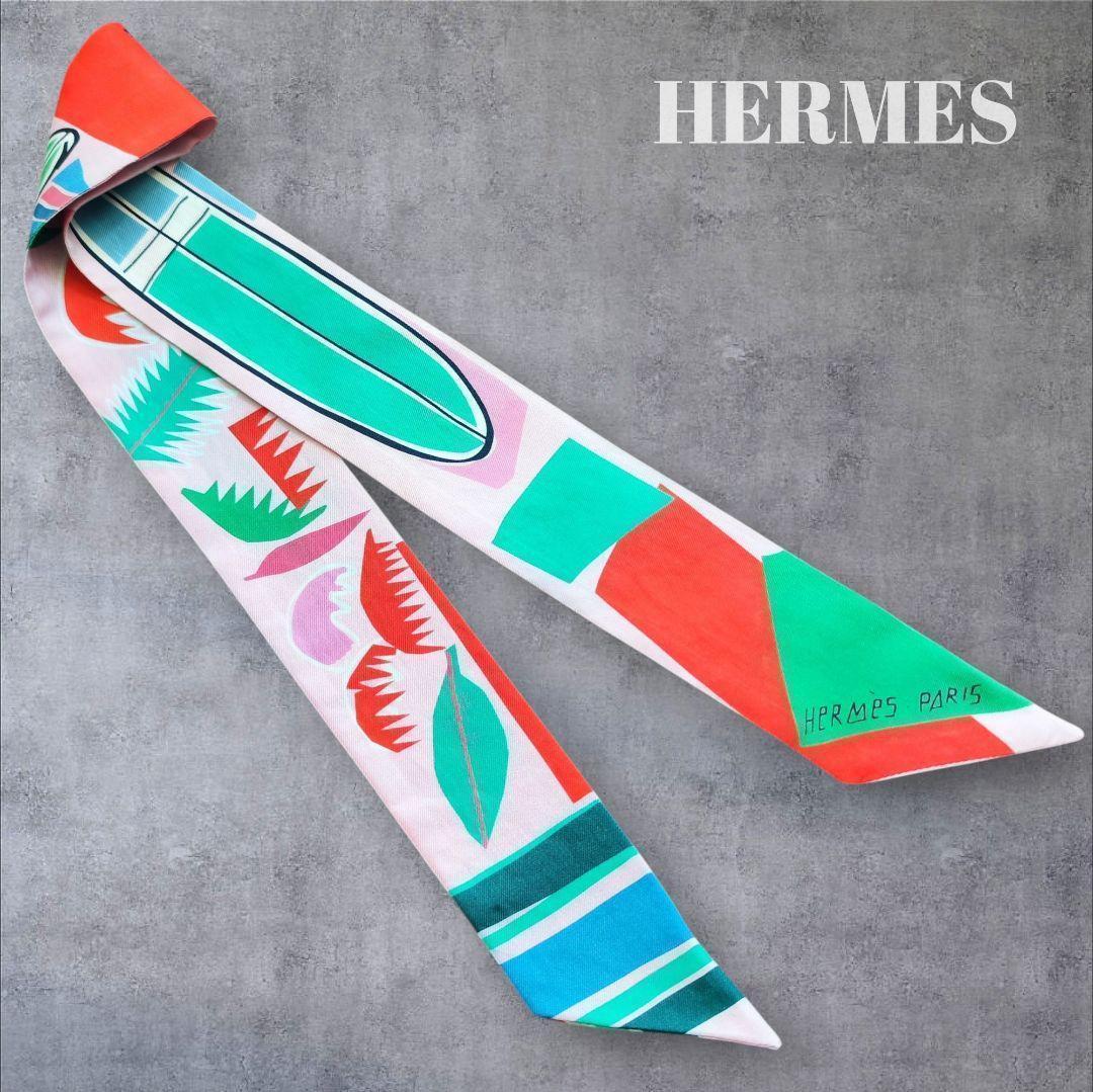 【美品】エルメス ツイリー Sea Surf and Fun 海とサーフとファン