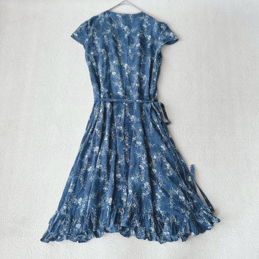 ポロラルフローレン ラップワンピース ロング カシュクール 花柄 リボン M ポロラルフローレン ラップワンピース ロング 花柄 リボン