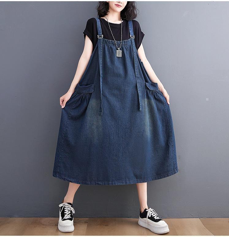 大きいサイズ レディース デニム サロペット ワンピース ロング 新品