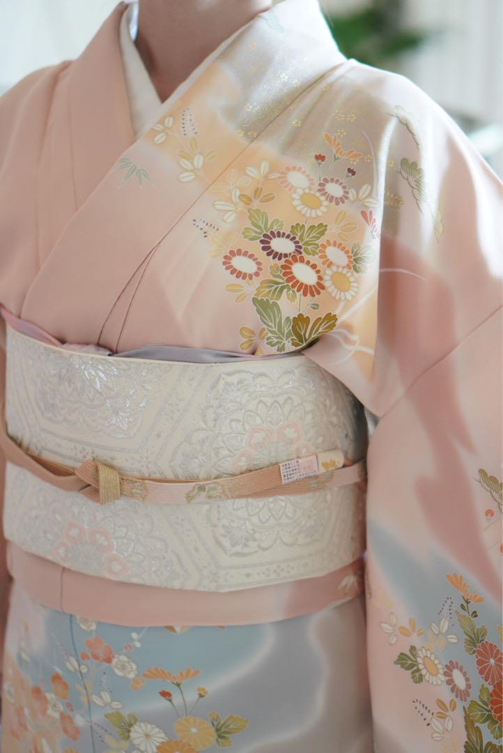訪問着フルセット 81 正絹 ピンク 裄67【訪問着、袋帯、帯締め 訪問着フルセット 81 正絹 ピンク 裄67【訪問着、袋帯、帯締め