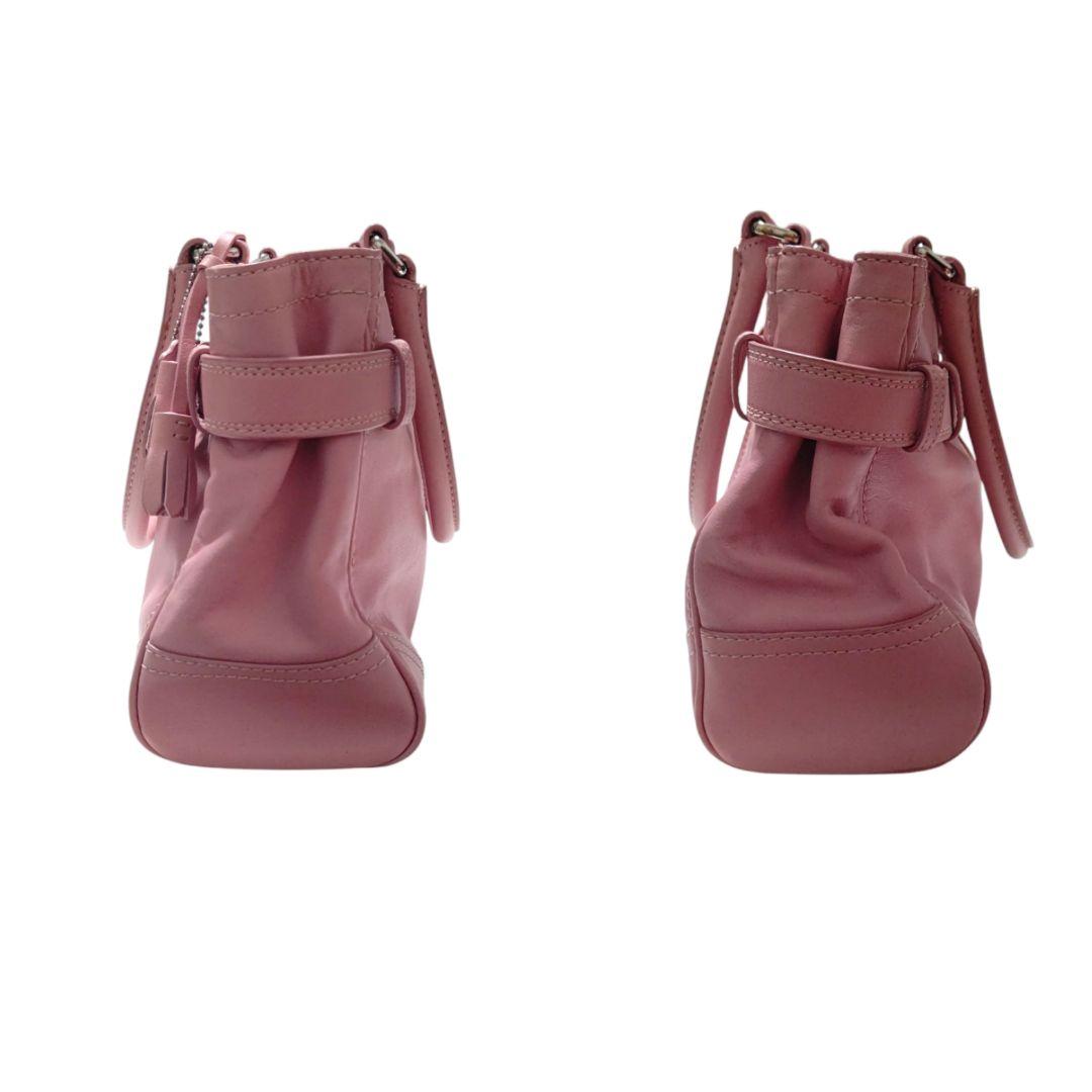 美品 COACH ハンドバッグ ピンク くすみ系 F08A70 小さめ