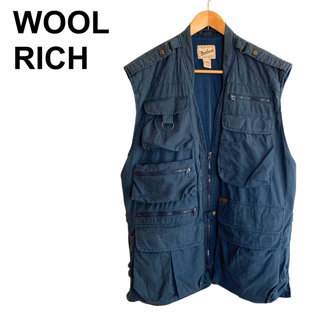 WOOL RICH ハンティングベスト 多ポケット ネイビー　XL