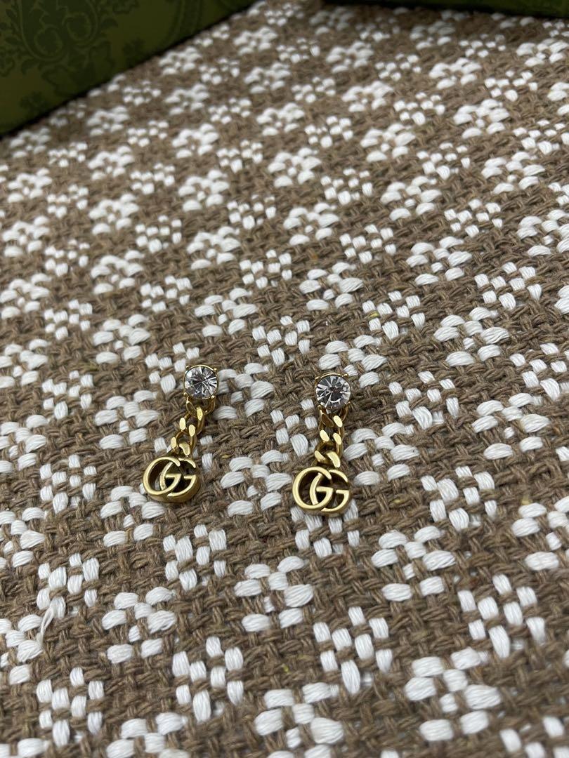 グッチ ゴールド クリスタル ダブルG ピアス