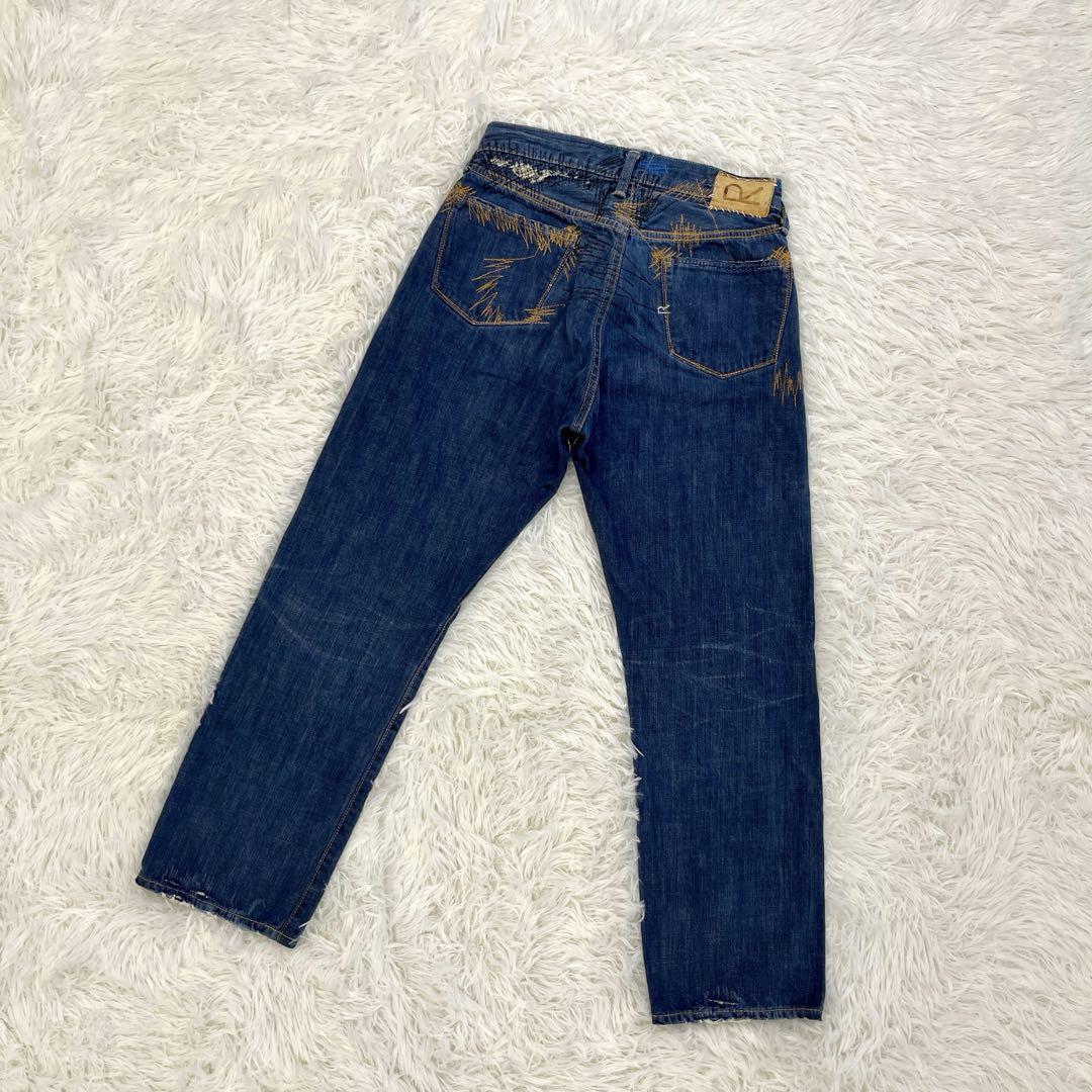 【美品】45R・フォーティファイブ・はたらきものデニムパンツ・ギザギザステッチ