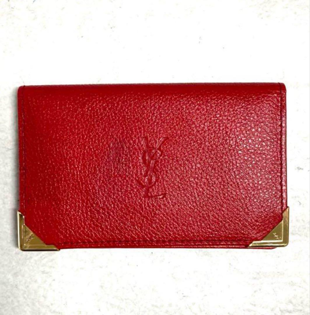 Yves Saint Laurent 赤 レザー カードケース