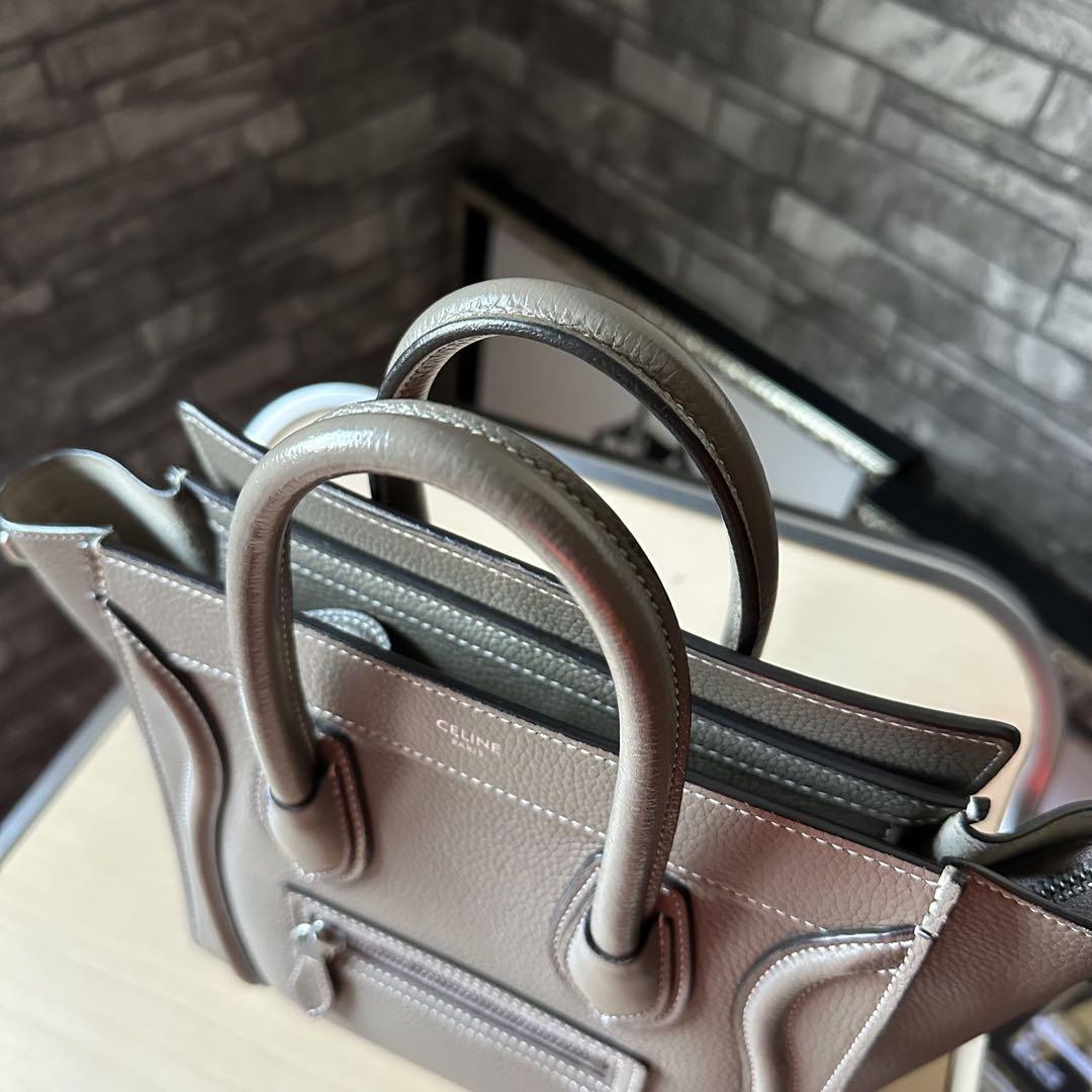 CELINE ラゲージ ナノショッパー スリ ドラムドカーフスキン ハンドバッグ