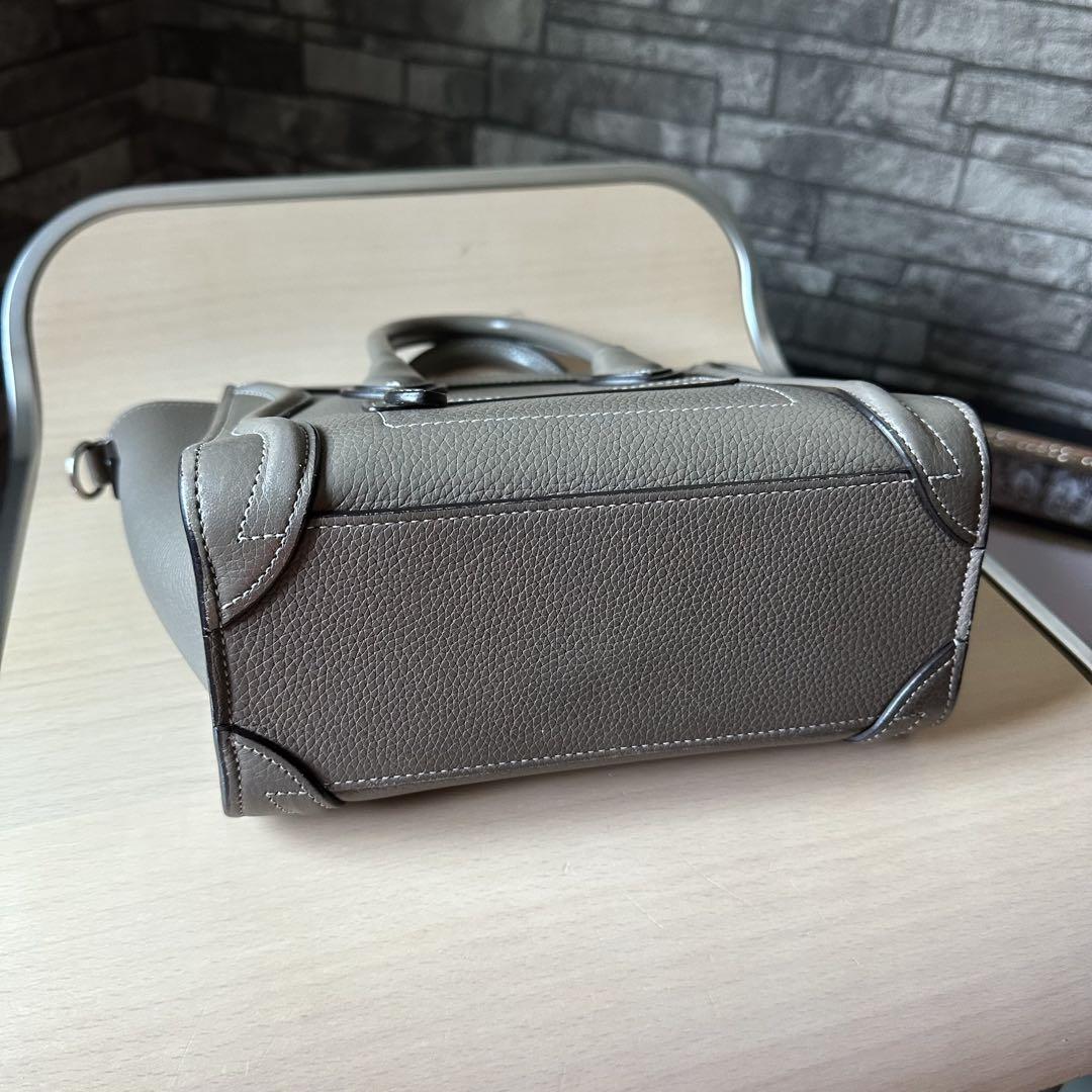 CELINE ラゲージ ナノショッパー スリ ドラムドカーフスキン ハンドバッグ