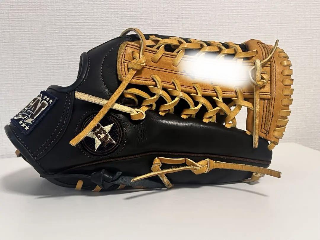 美品　BEN 硬式用グラブ　外野手用　ブラック×オレンジ　USA-7500BN