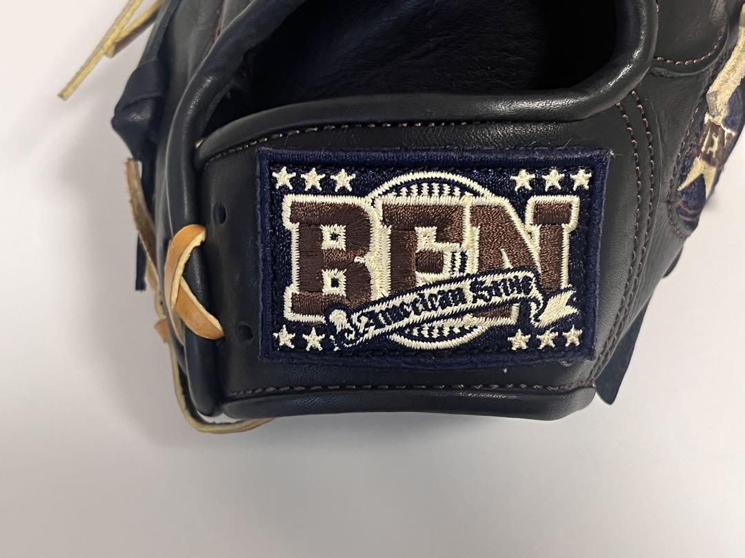 美品　BEN 硬式用グラブ　外野手用　ブラック×オレンジ　USA-7500BN