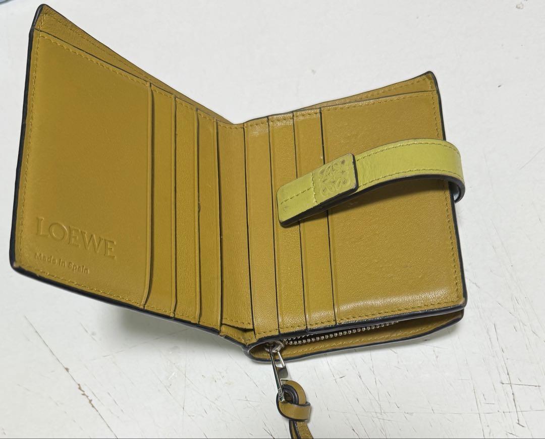 LOEWE 財布 ウォレット 二つ折り ブルー ライムイエロー - メルカリ