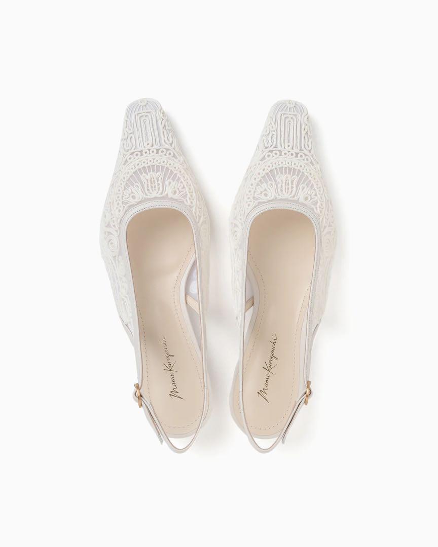靴 Mame Cording Embroidery Sling Back Heels