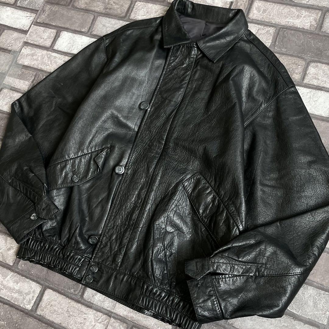 vintage 古着 レザーブルゾン ブラック 80's-