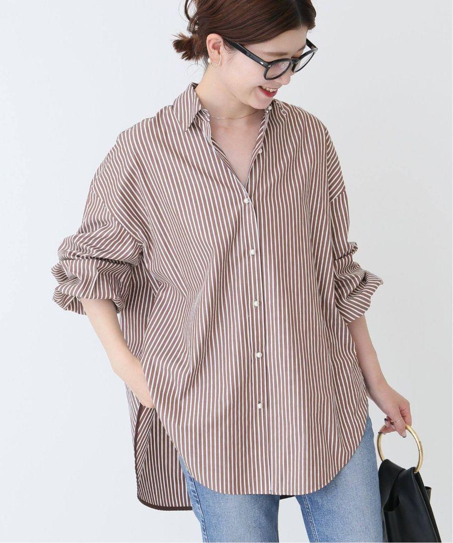 新品 21AW SOMELOSパールボタンオーバーシャツ 38 ブラウン