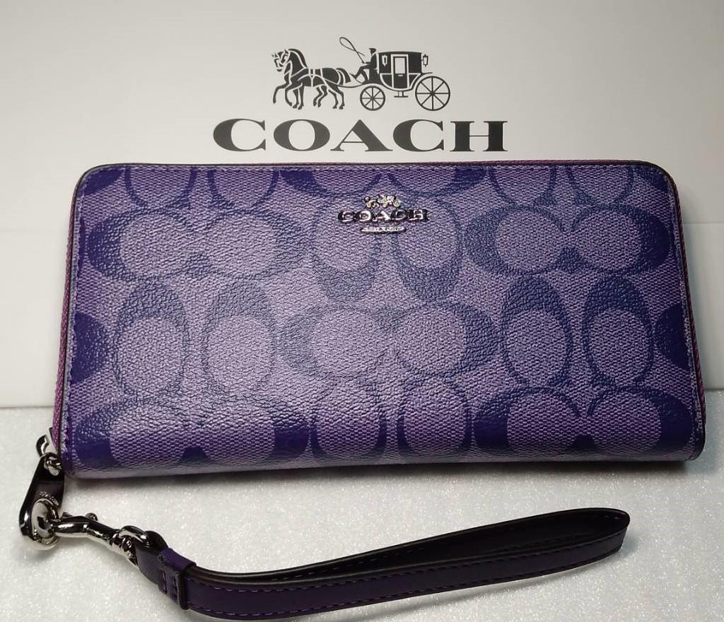 COACH 新品 パープル 長財布 コーチ レディース 財布 紫 136