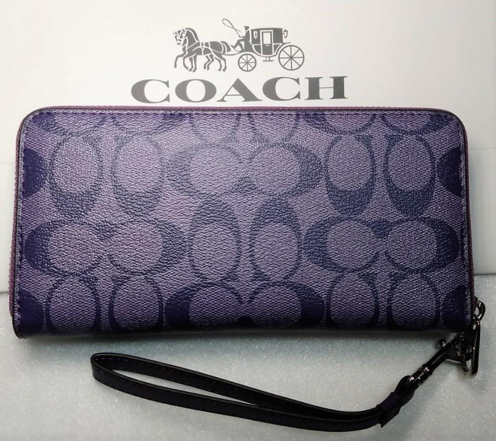 COACH 新品 パープル 長財布 コーチ レディース 財布 紫 136