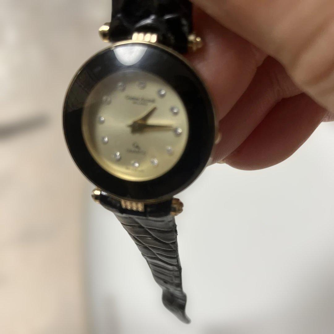 CAレディース 黒レザー 時計