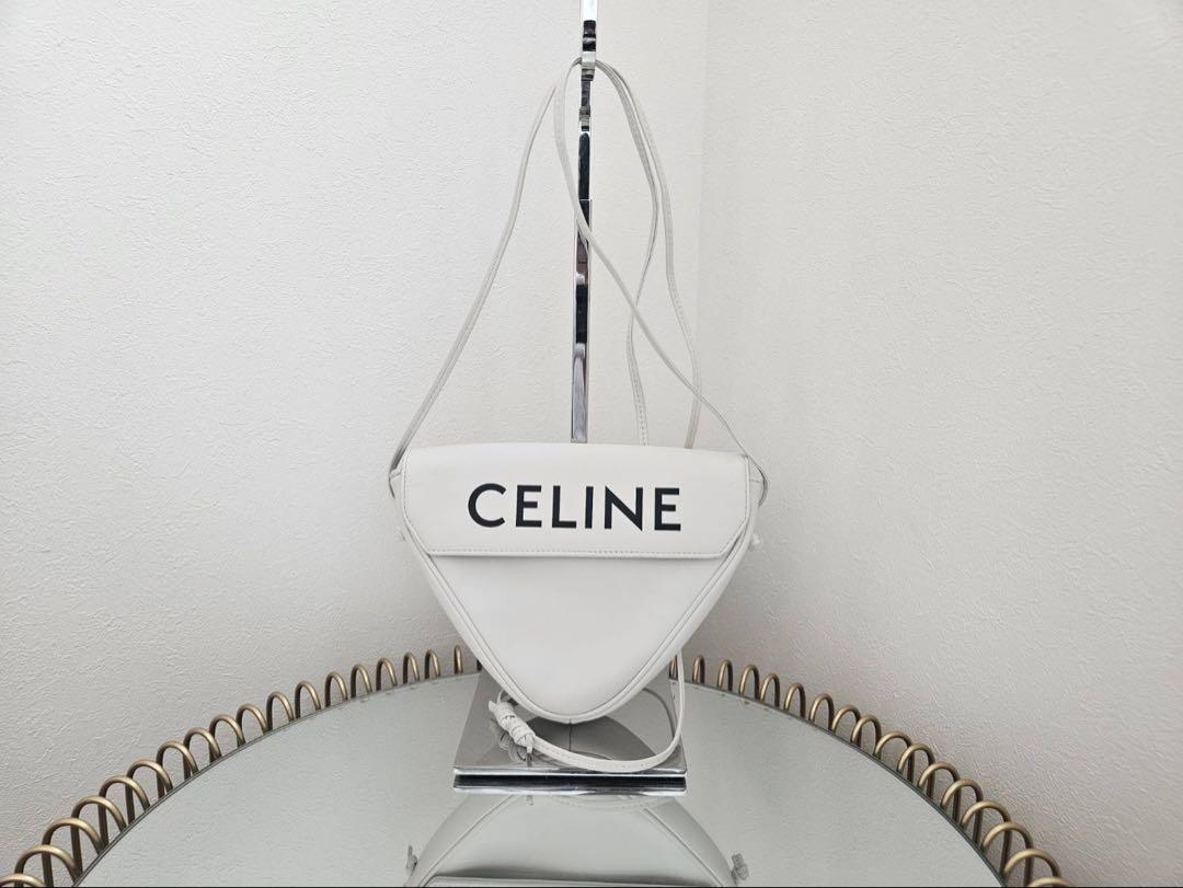 【美品】CELINE セリーヌ トライアングル ロゴショルダーバッグ